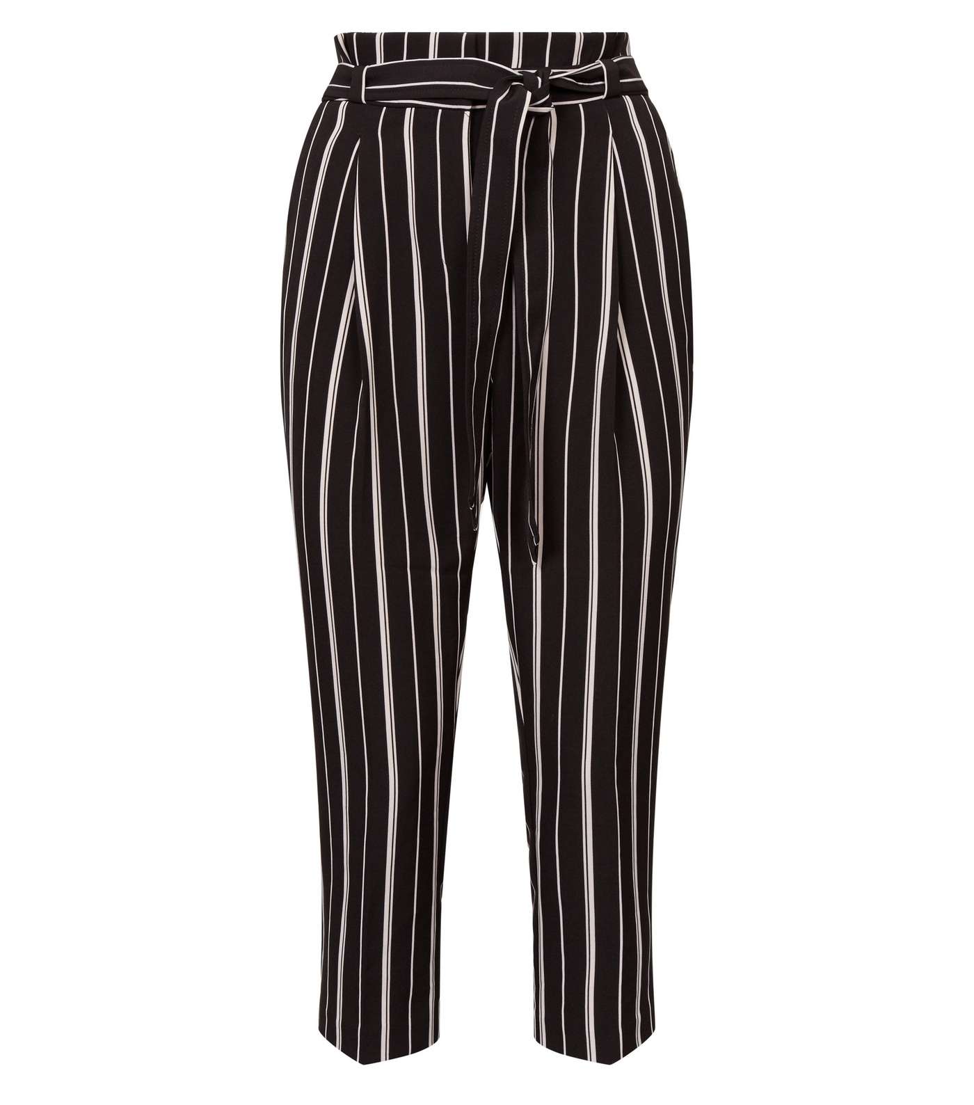 Petite Black Stripe Tapered Trousers Image 4