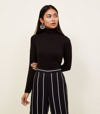 Petite Black Roll Neck Top | New Look