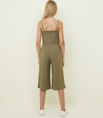girls khaki jumpsuit