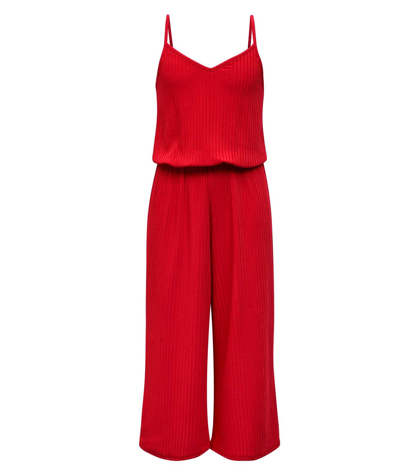 Girls Red Ribbed Strappy Jumpsuit Image 4