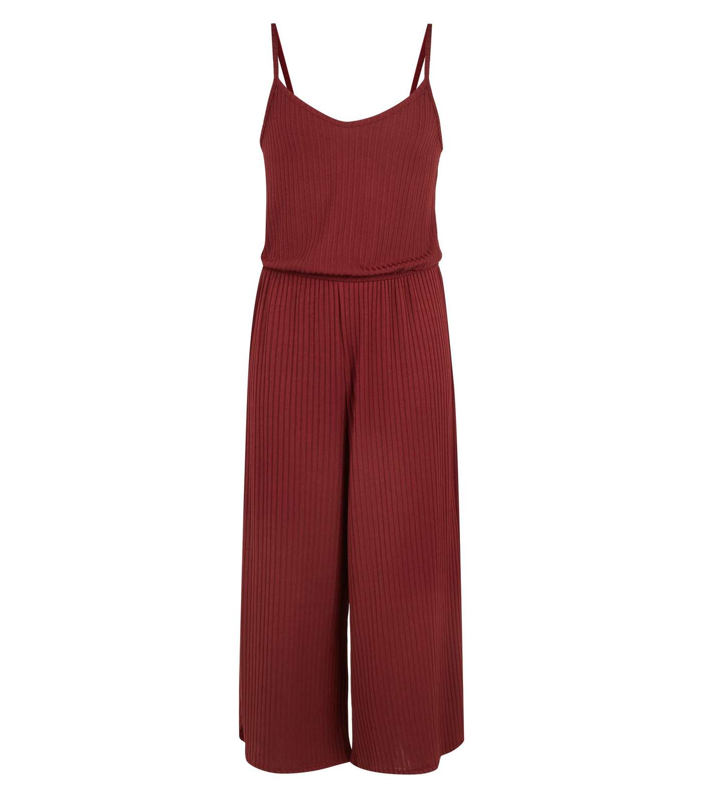 Girls Burgundy Ribbed Strappy Jumpsuit Image 4