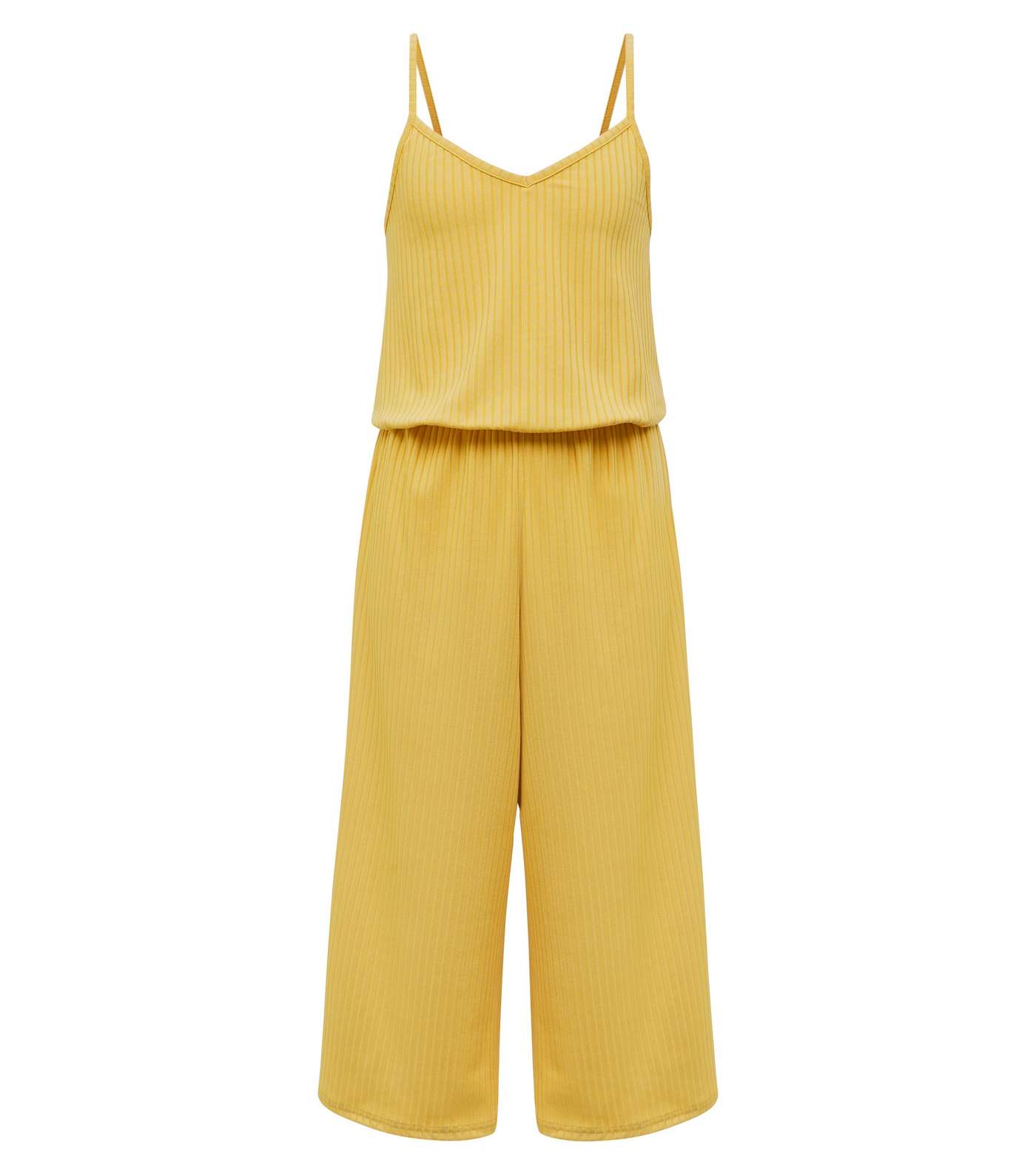 Girls Mustard Ribbed Strappy Jumpsuit Image 4