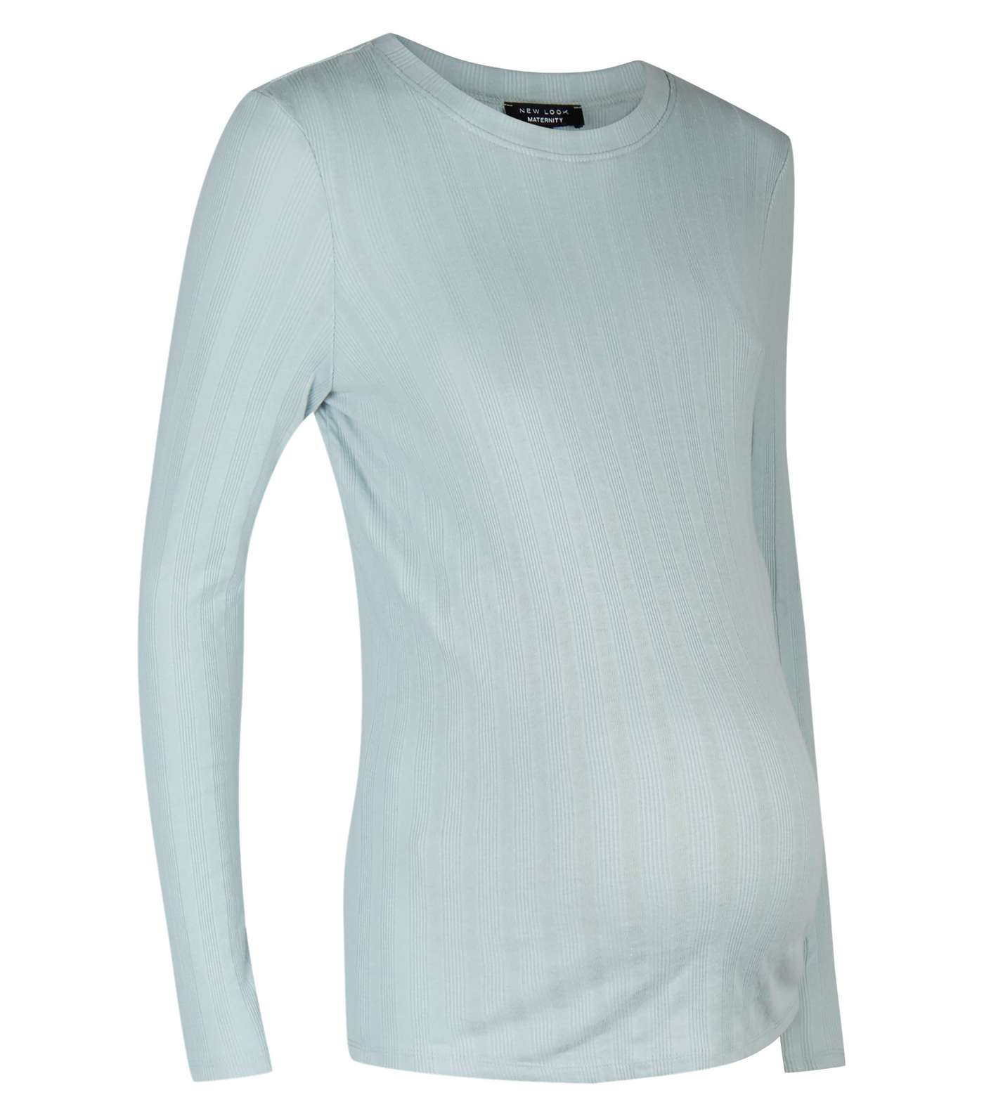 Maternity Mint Green Ribbed Long Sleeve Top Image 4