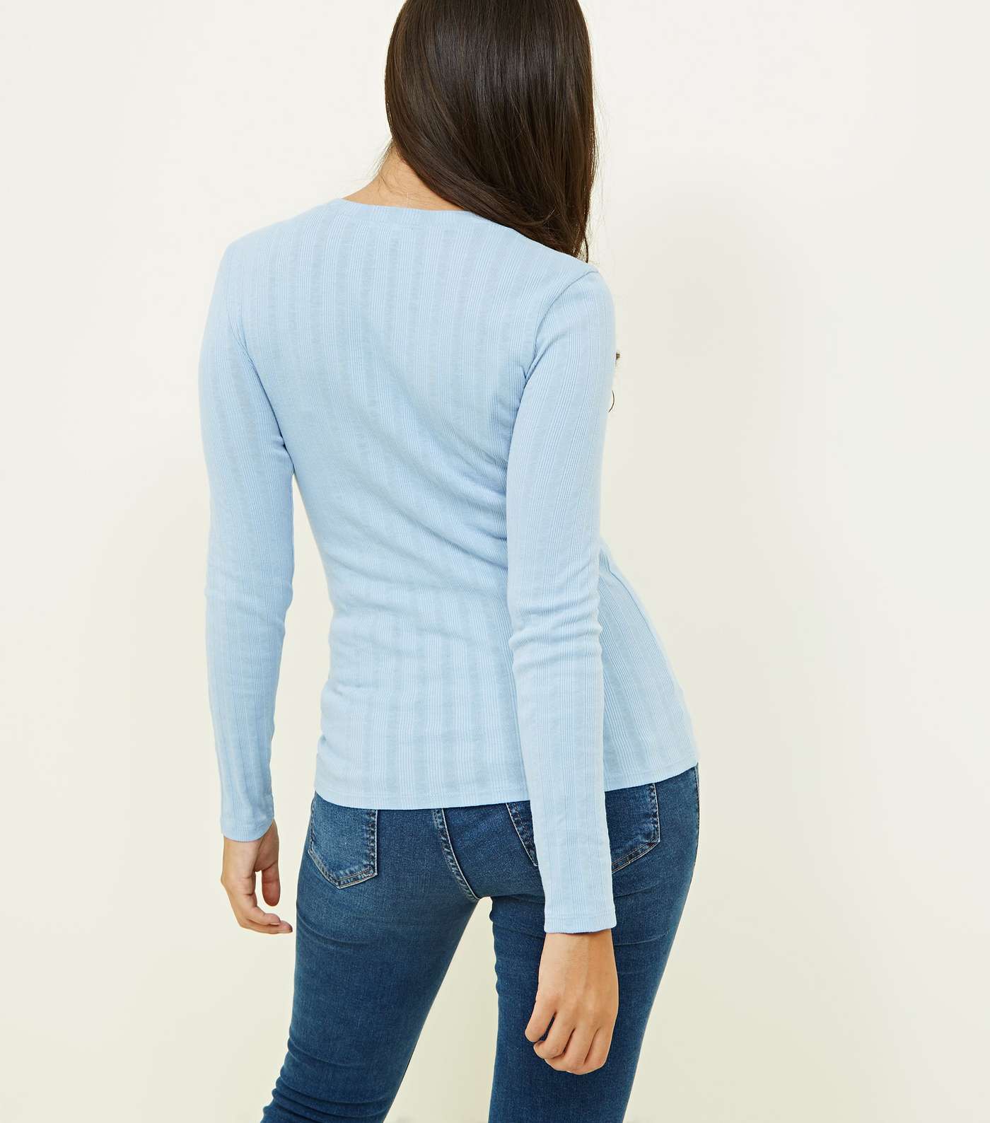 Maternity Blue Ribbed Long Sleeve Top Image 3