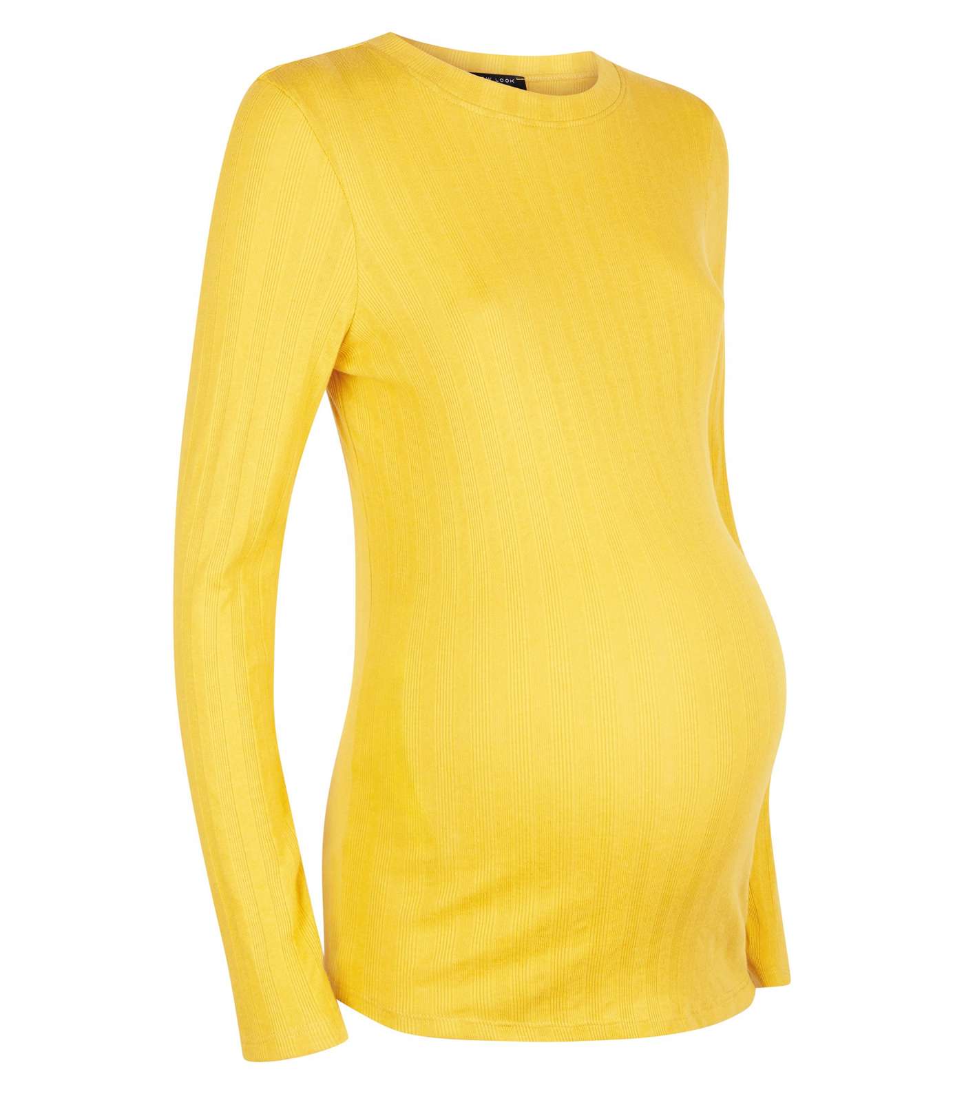 Maternity Yellow Ribbed Long Sleeve Top Image 4