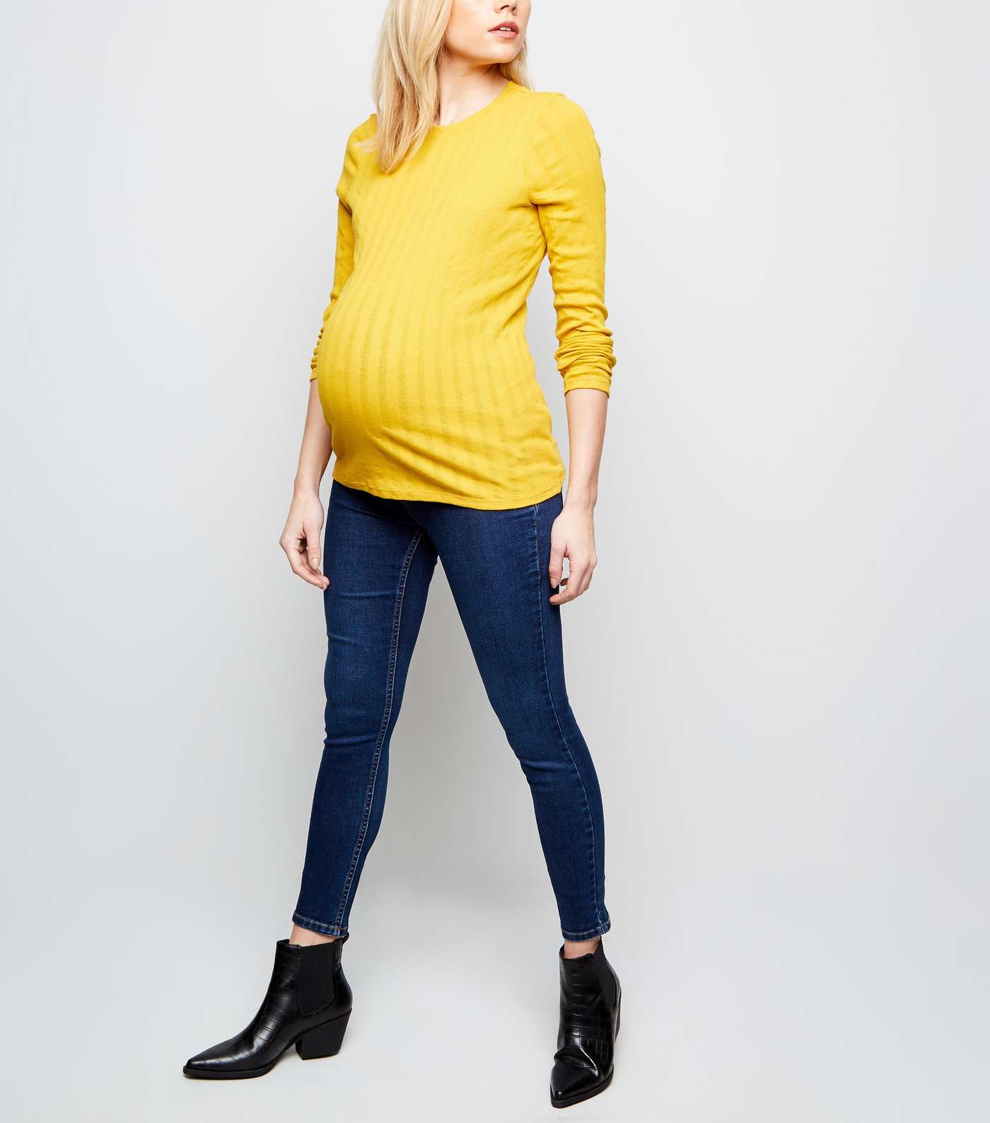 Maternity Yellow Ribbed Long Sleeve Top Image 2