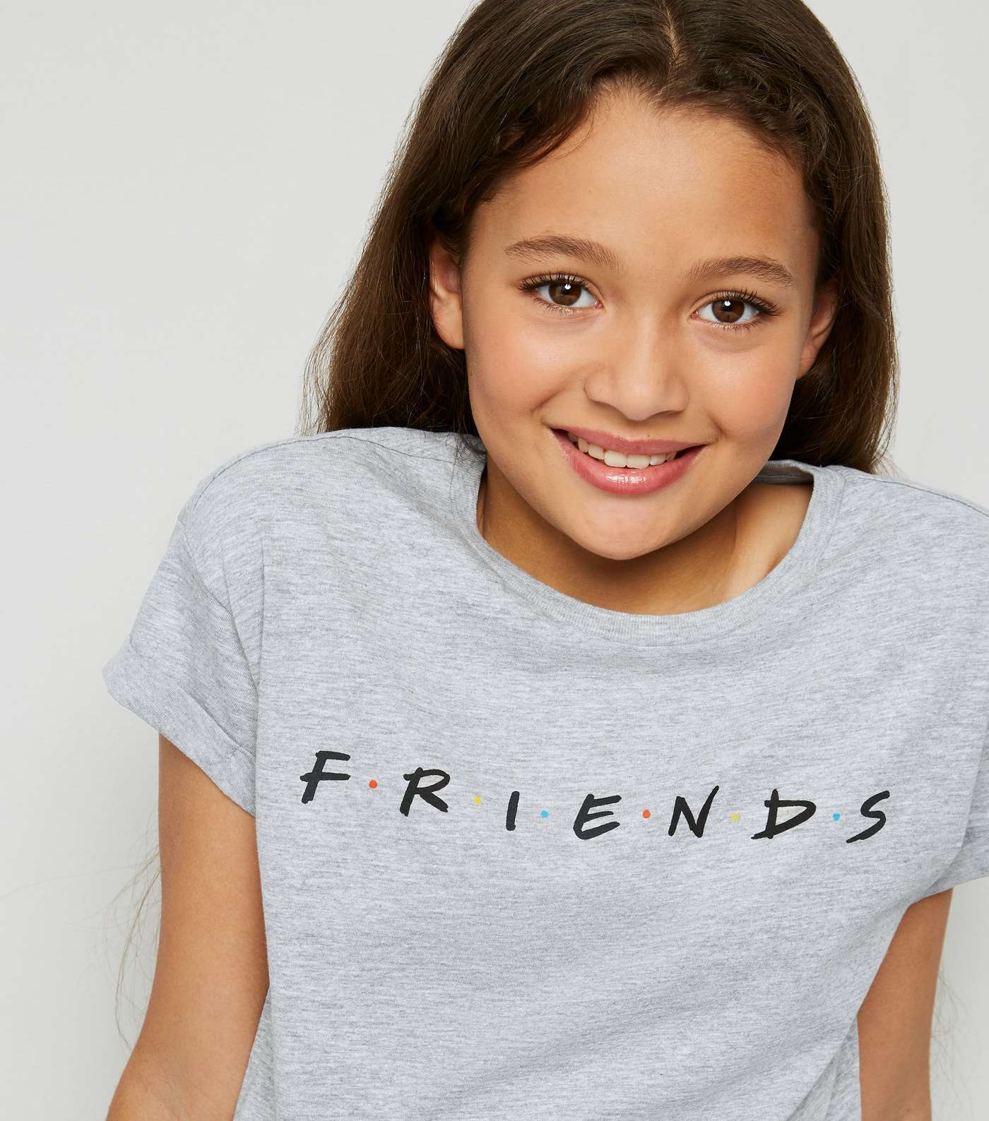 Girls Grey Friends Logo T-Shirt Image 5