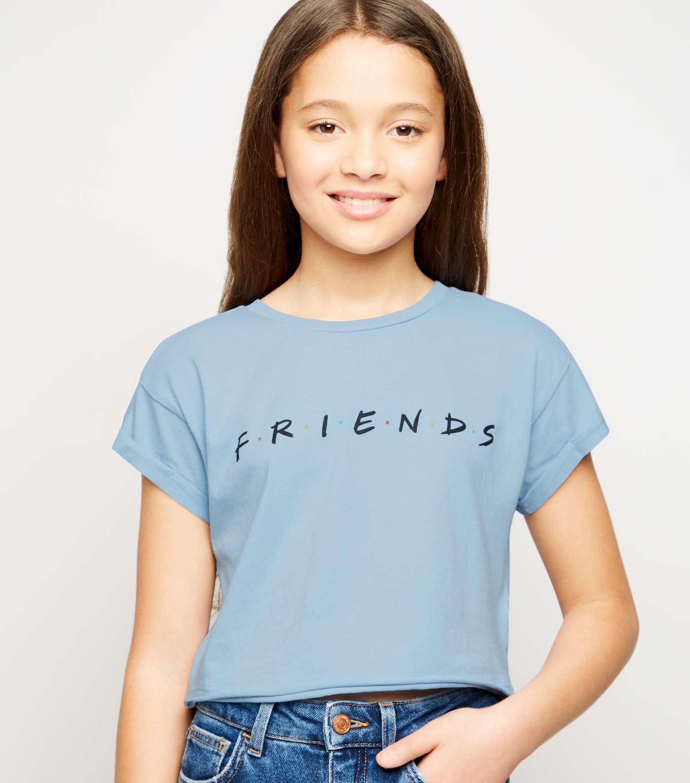 Girls Pale Blue Friends Logo T-Shirt