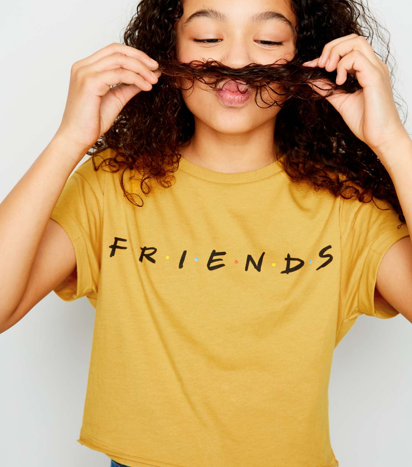 Girls Mustard Friends Logo T-Shirt Image 3