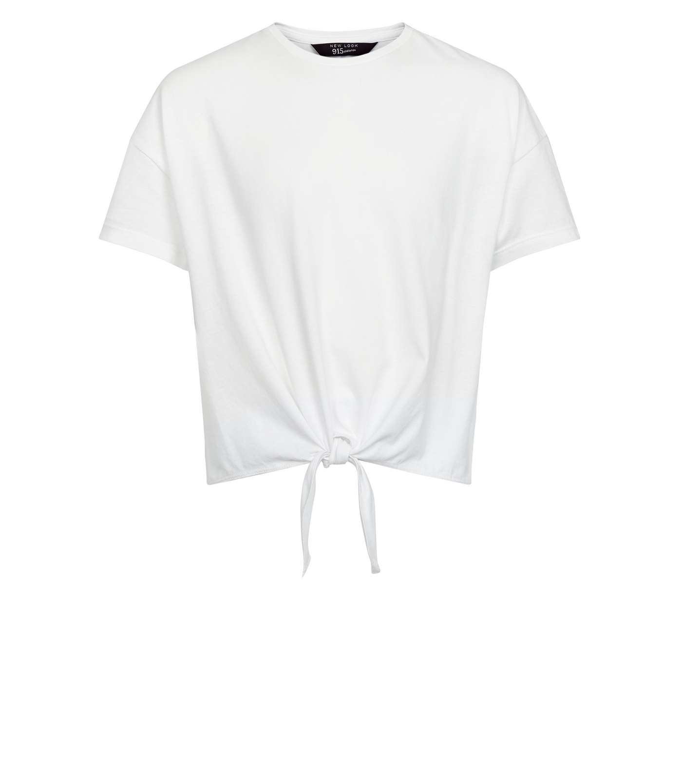 Girls White Tie Front T-Shirt Image 4
