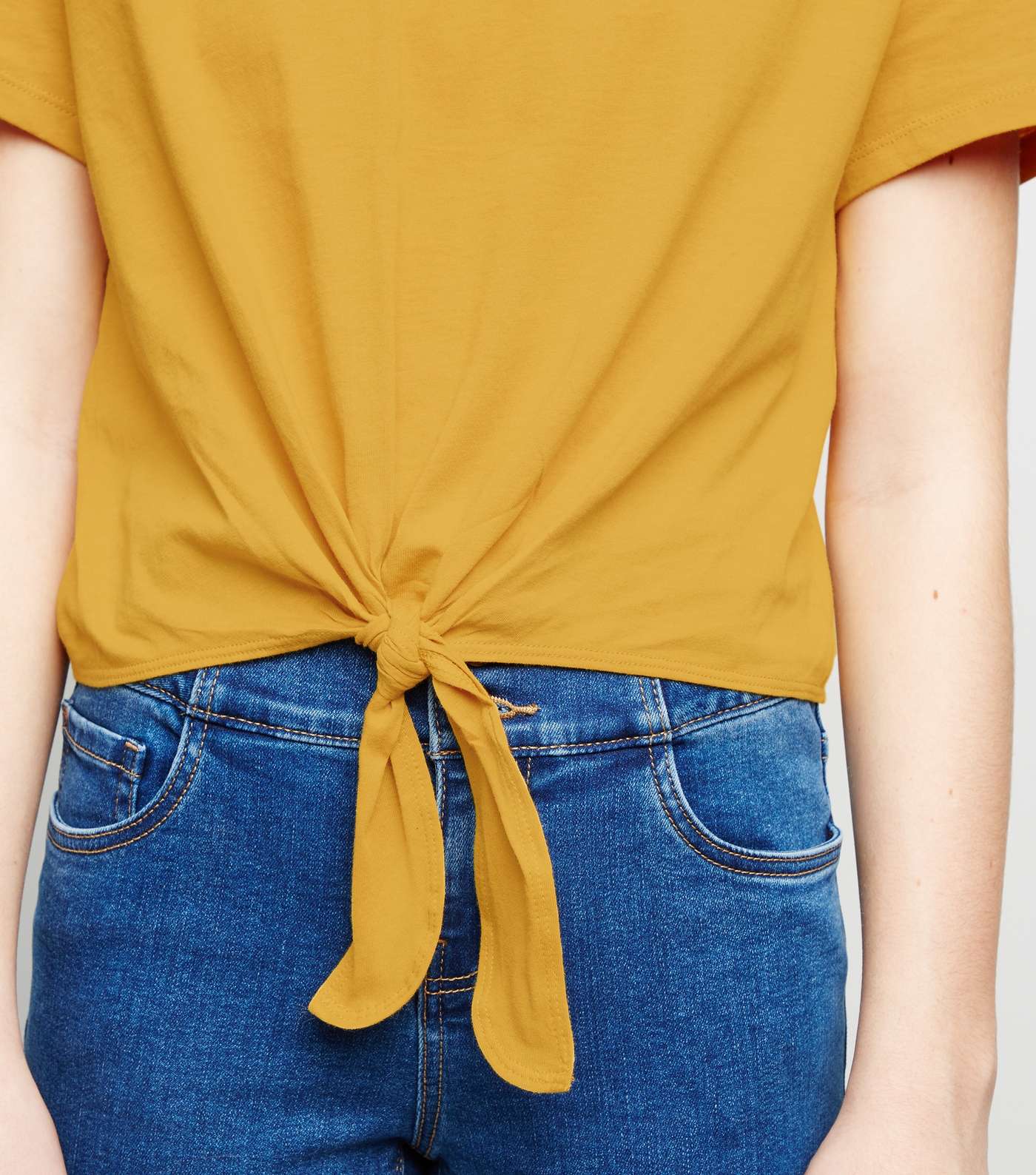 Girls Mustard Tie Front T-Shirt  Image 5