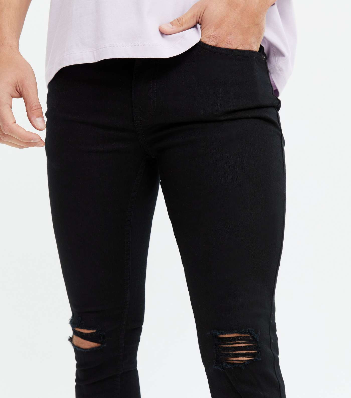 Black Ripped Knee Skinny Jeans Image 3