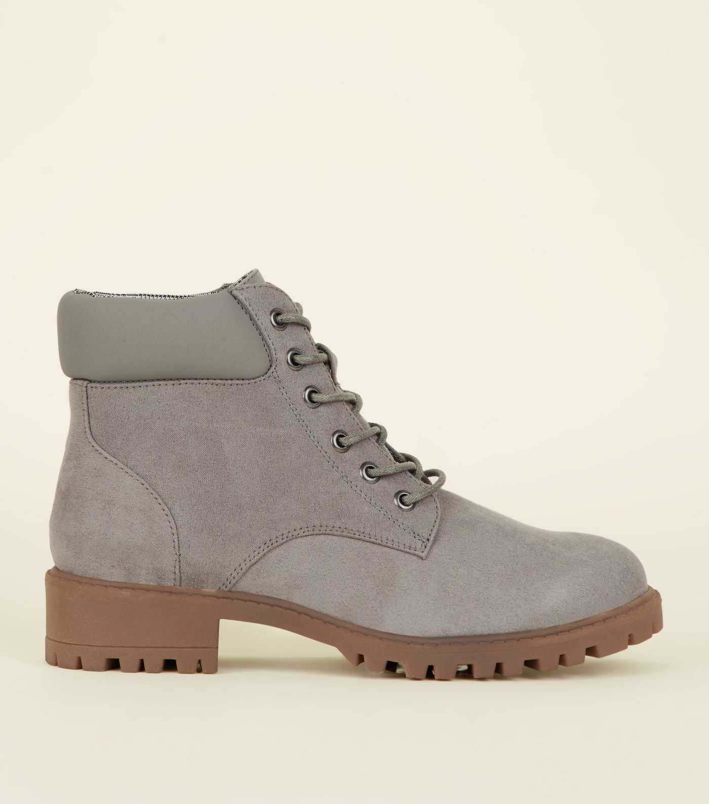 Girls Grey Suedette Worker Boots 