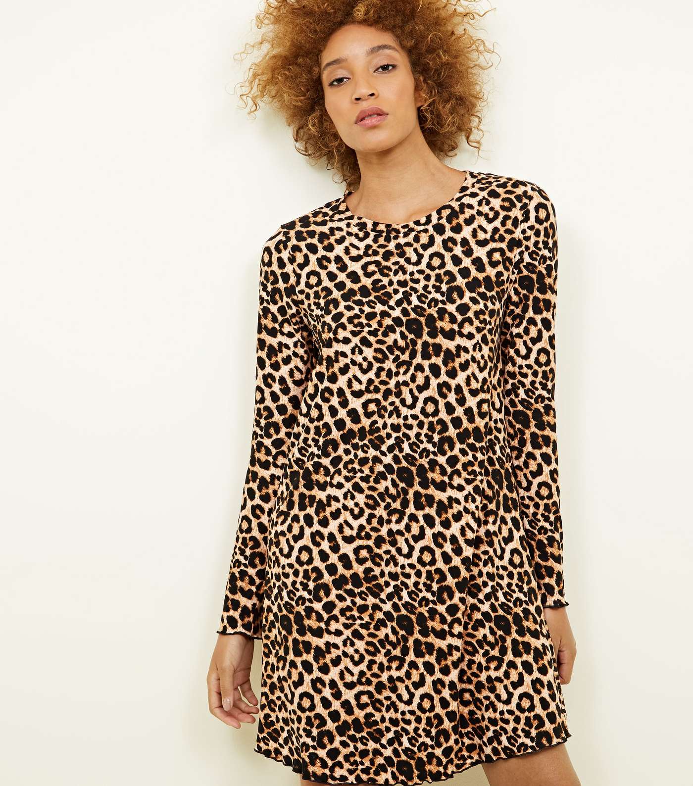 Brown Leopard Print Soft Touch Swing Dress