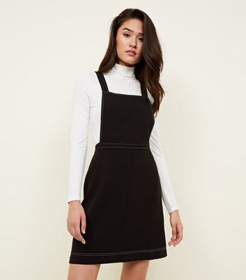 new look black pinafore dress