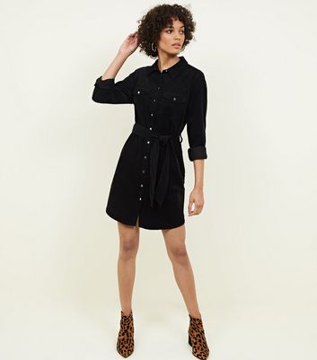 ladies black shirt dress