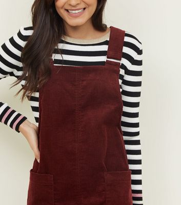 New look hotsell burgundy cord pinafore