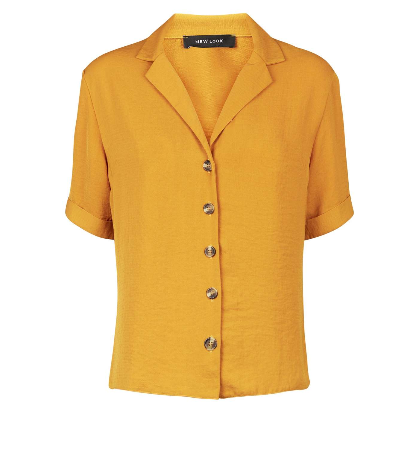 Mustard Button Front 1/2 Sleeve Boxy Shirt Image 4