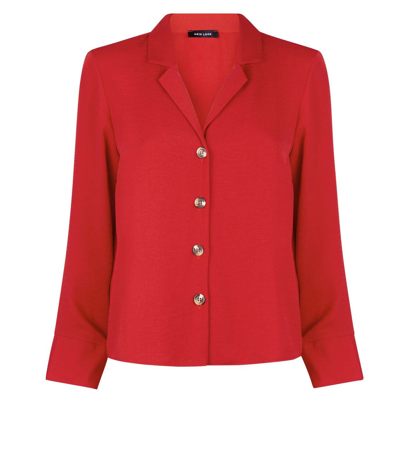 Red Crepe Revere Collar Boxy Shirt Image 4