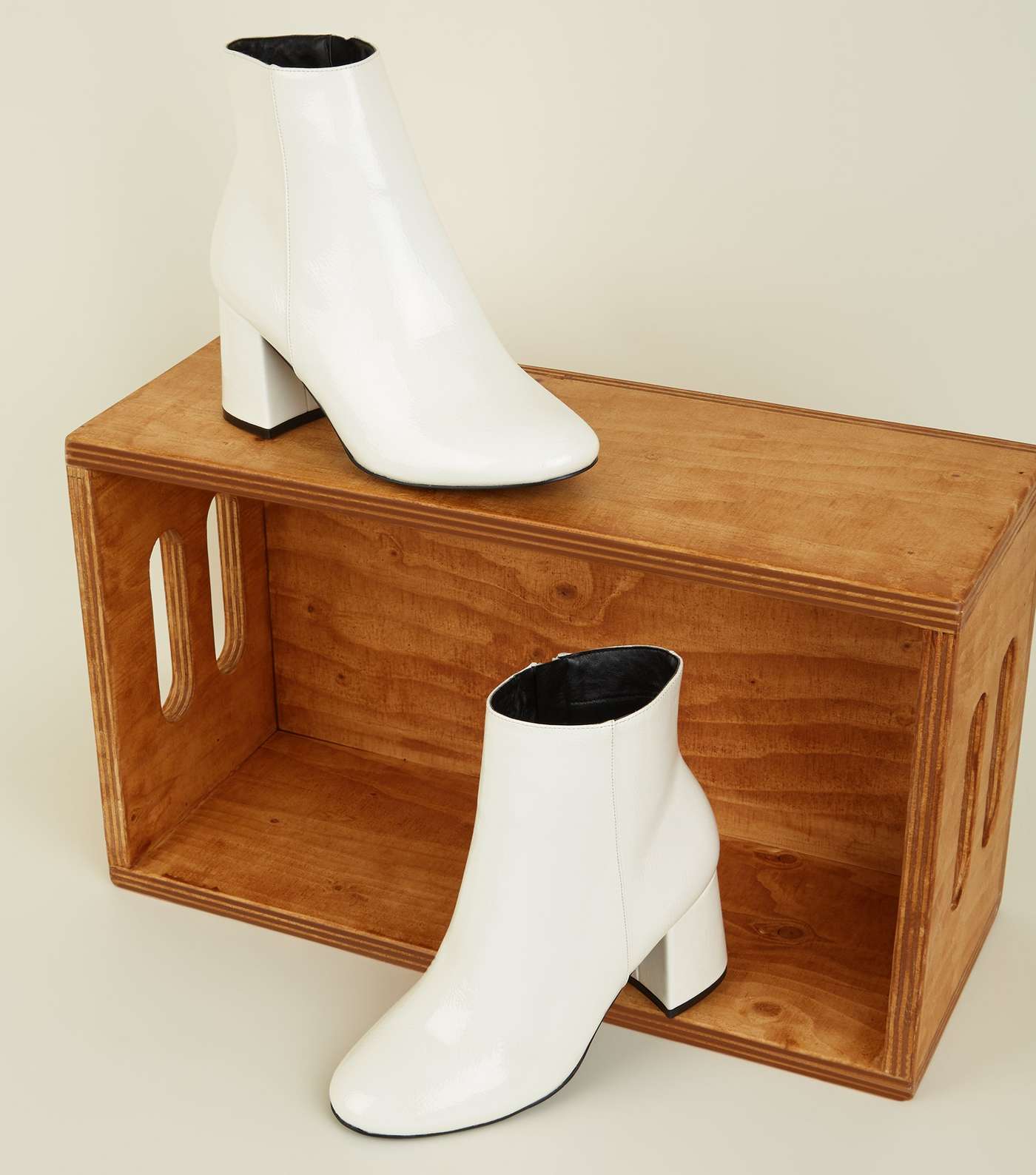 Wide Fit White Patent Ankle Boots Image 4