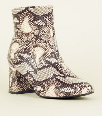 Wide Fit Light Brown Faux Snake Boots 