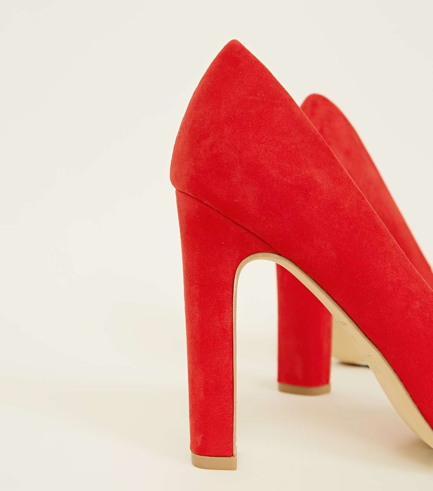 Wide Fit Red Suedette Block Heel Pointed Courts Image 4