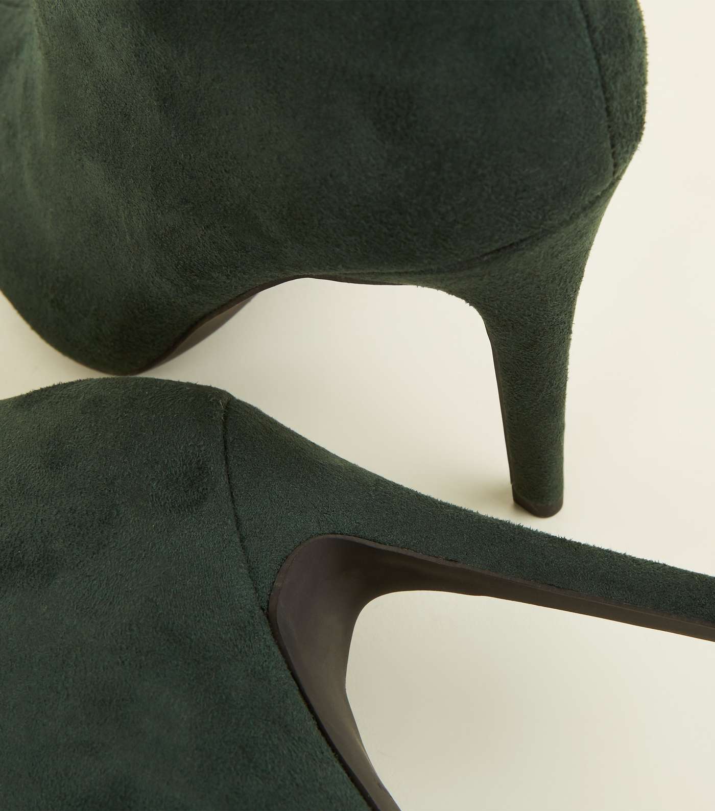 Wide Fit Dark Green Suedette Stiletto Slouch Boots Image 4