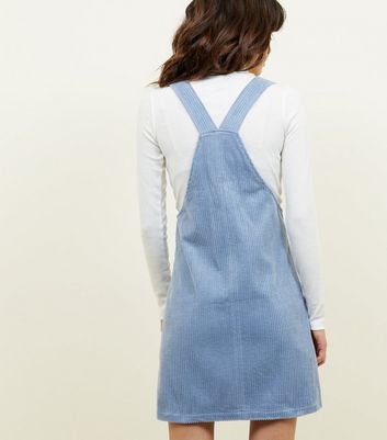 blue cord pinafore dress