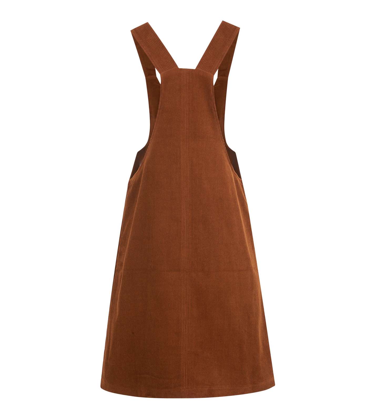 Rust Button Front Corduroy Pinafore Dress Image 2