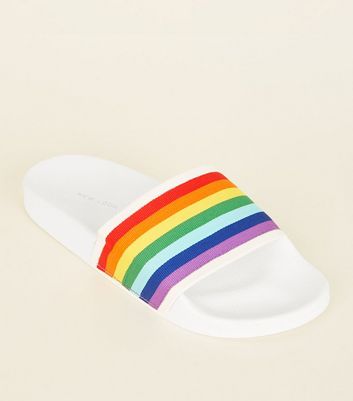 Rainbow Stripe Sliders | New Look