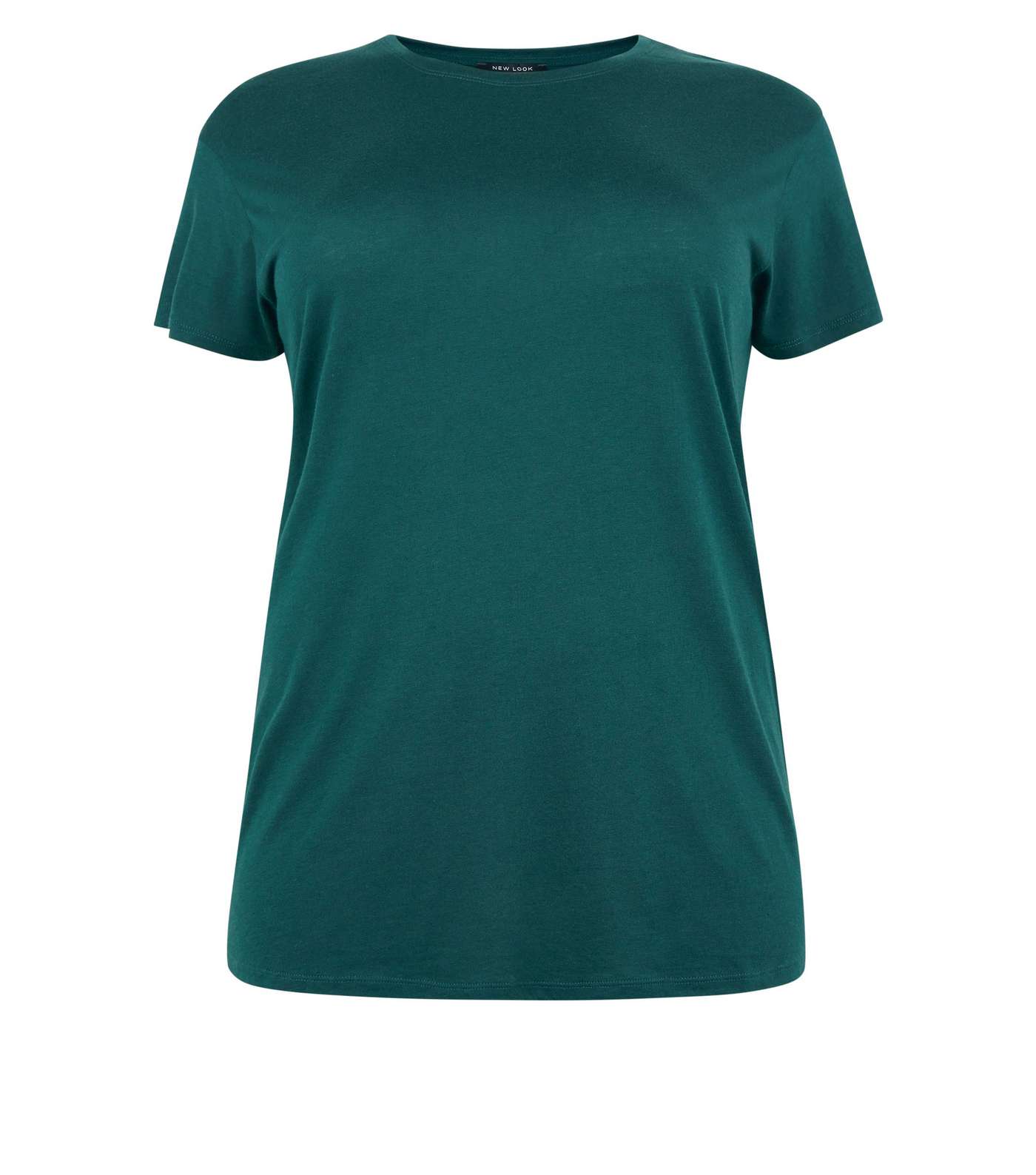 Curves Dark Green Cotton Blend T-Shirt Image 4