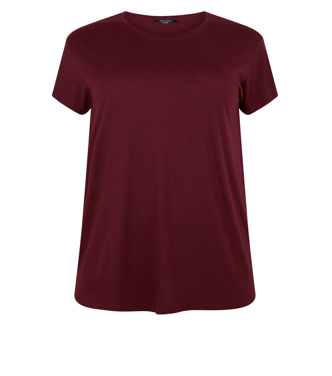 Curves Burgundy Cotton Blend T-Shirt Image 4