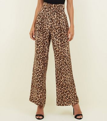high waisted leopard print trousers