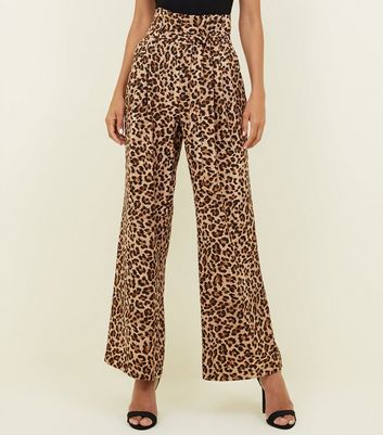 high waisted leopard print trousers