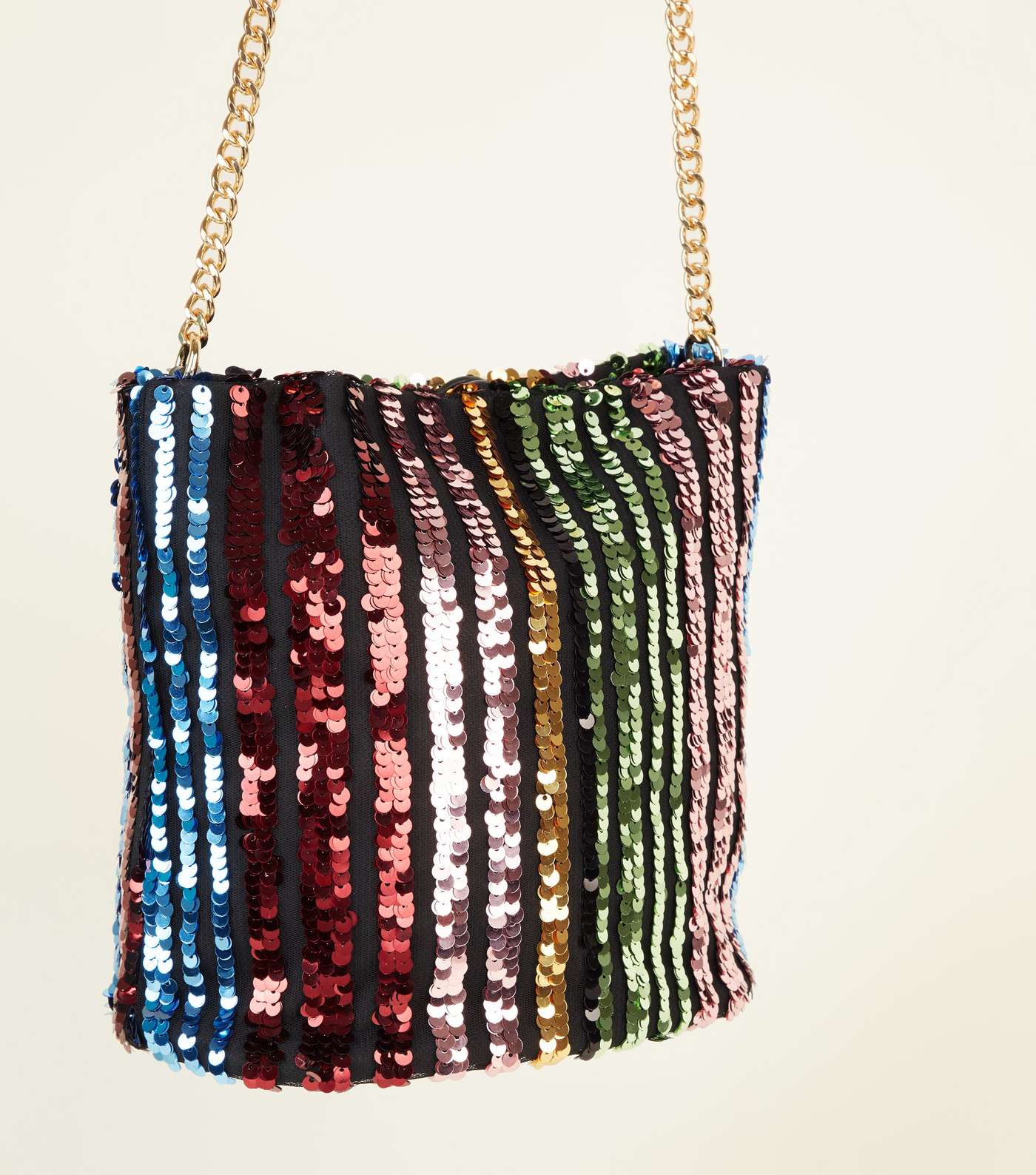 Rainbow Sequin Stripe Bucket Bag Image 3
