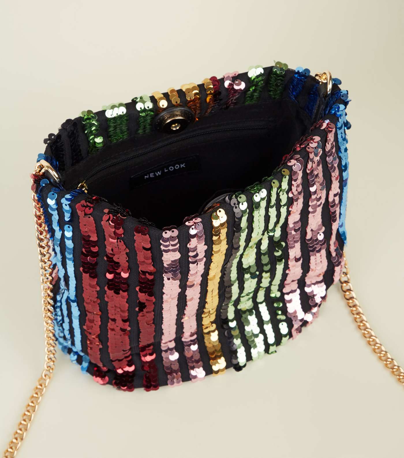 Rainbow Sequin Stripe Bucket Bag Image 5