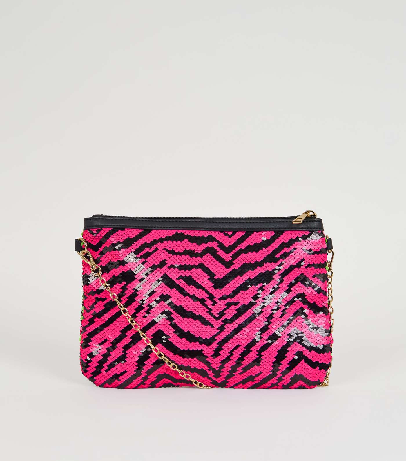 Pink 2 Way Sequin Clutch Bag 