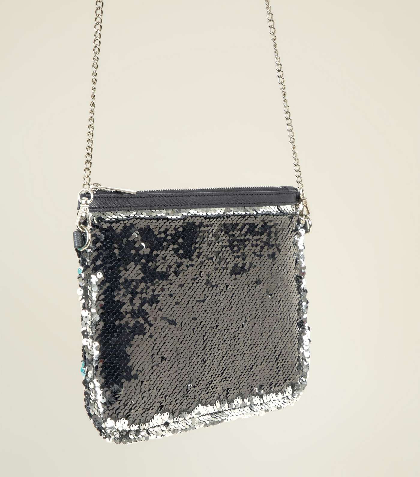Silver 2 Way Sequin Clutch Bag  Image 4
