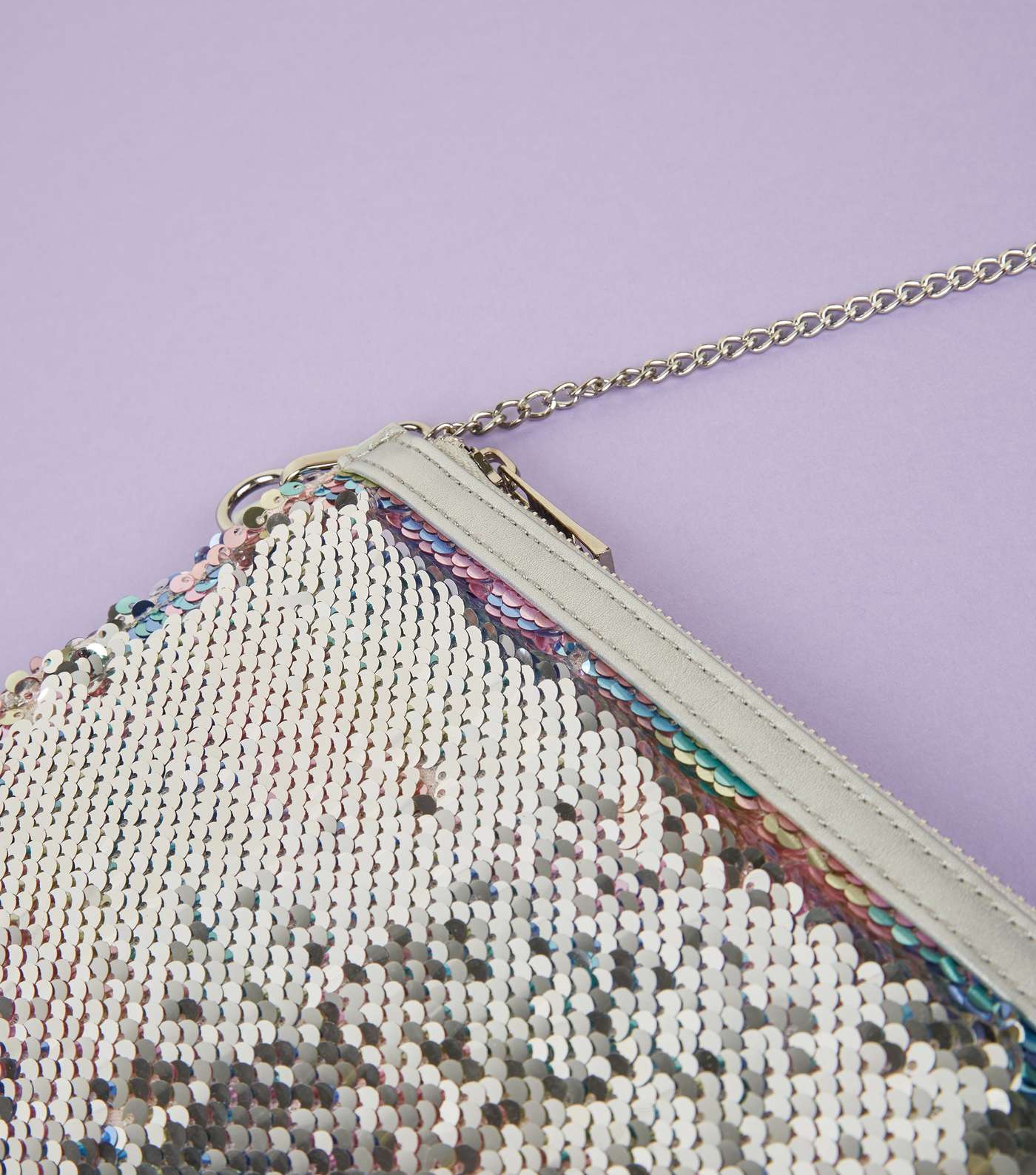 Pastel Rainbow 2 Way Sequin Clutch Bag Image 5