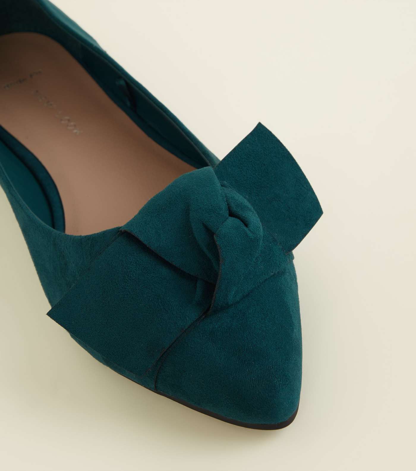 Wide Fit Green Suedette Knot Bow Pumps  Image 3