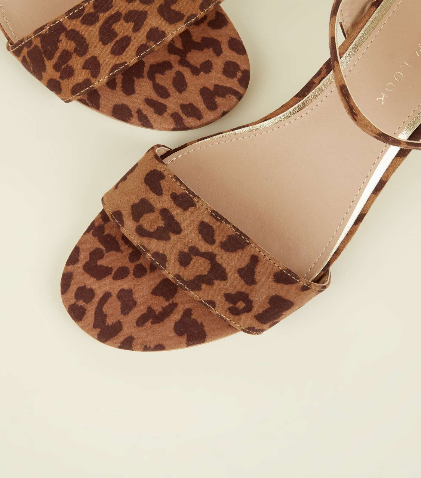 Wide Fit Tan Leopard Print Mid Block Heels Image 4