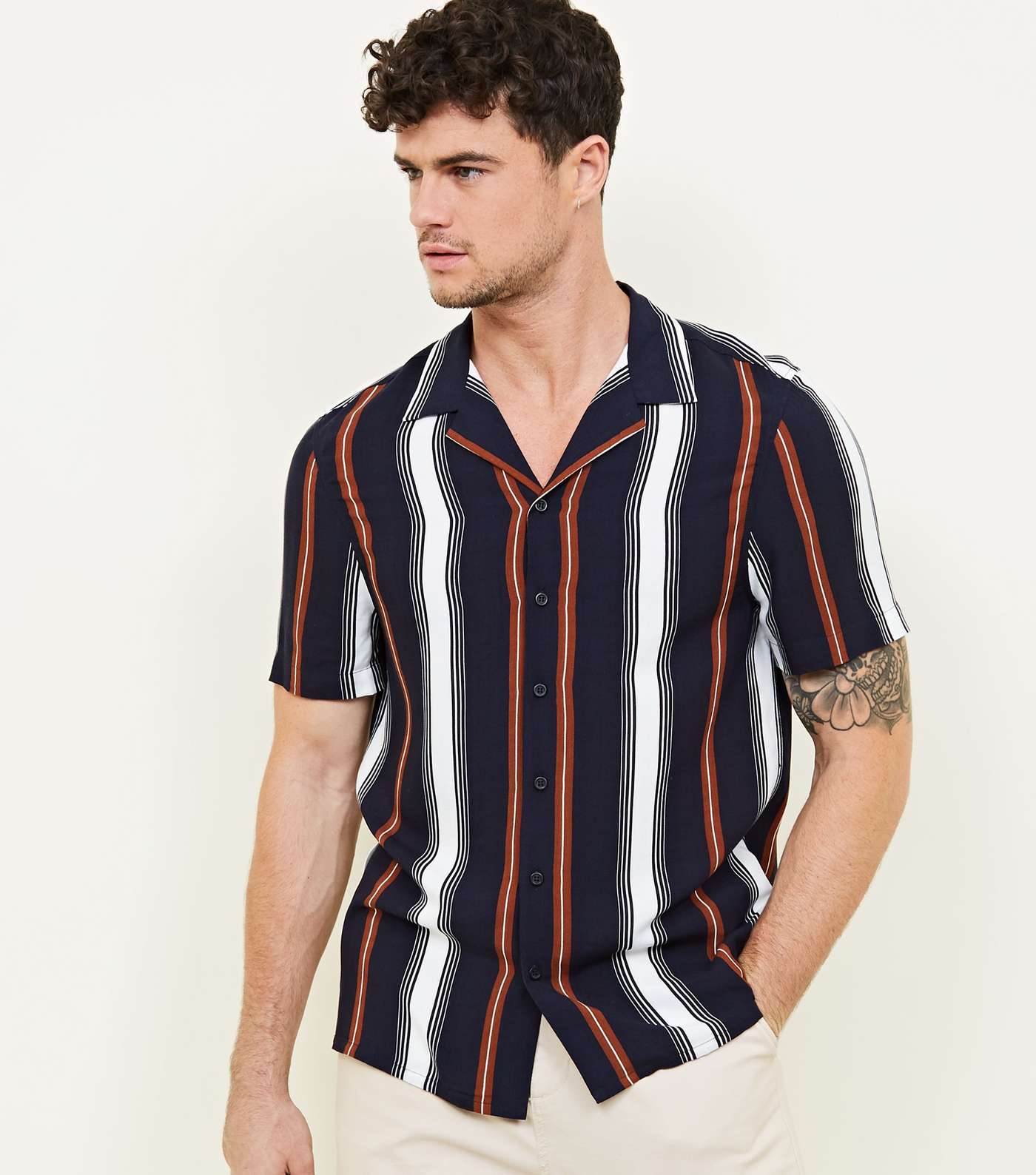 Navy Stripe Short Sleeve Shirt 