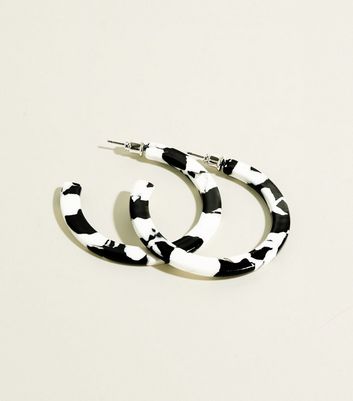 black and white resin earrings