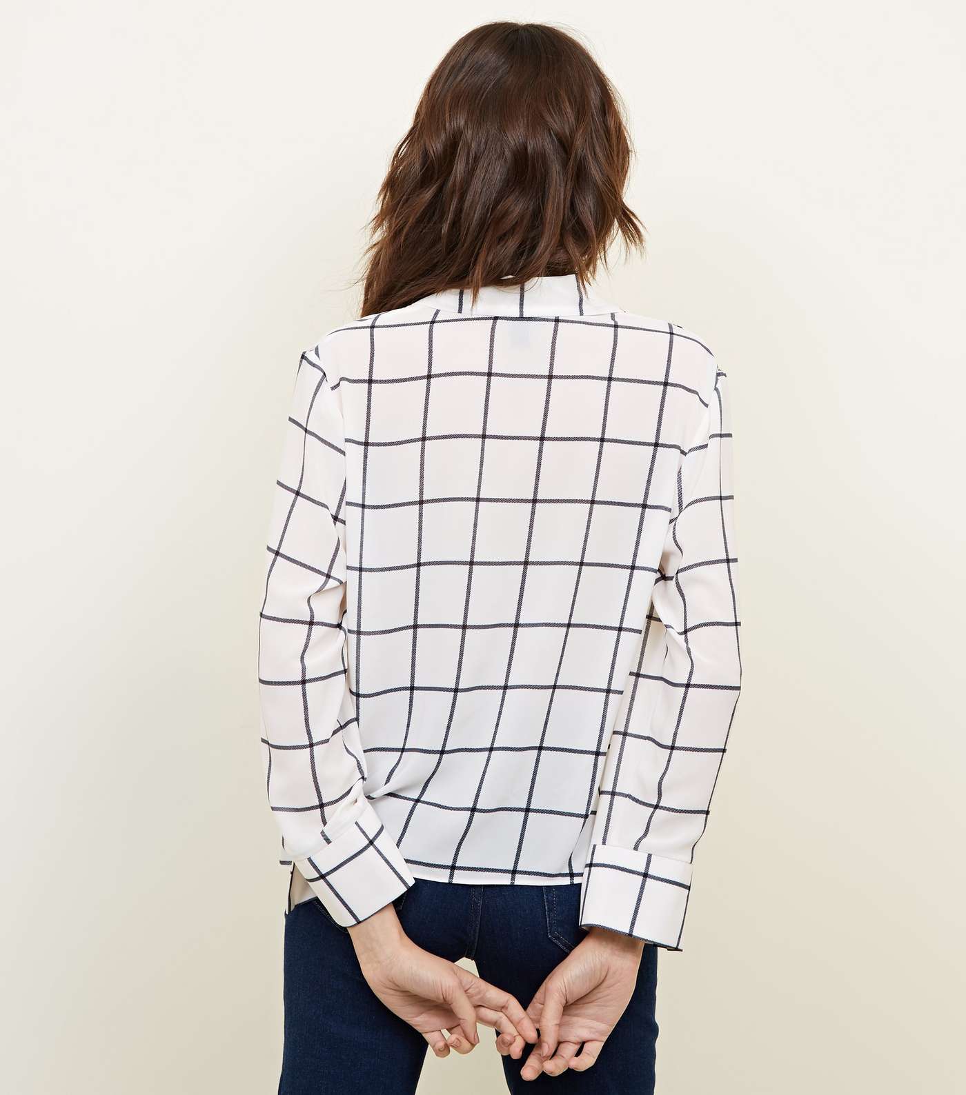 White Grid Check Long Sleeve Shirt Image 3