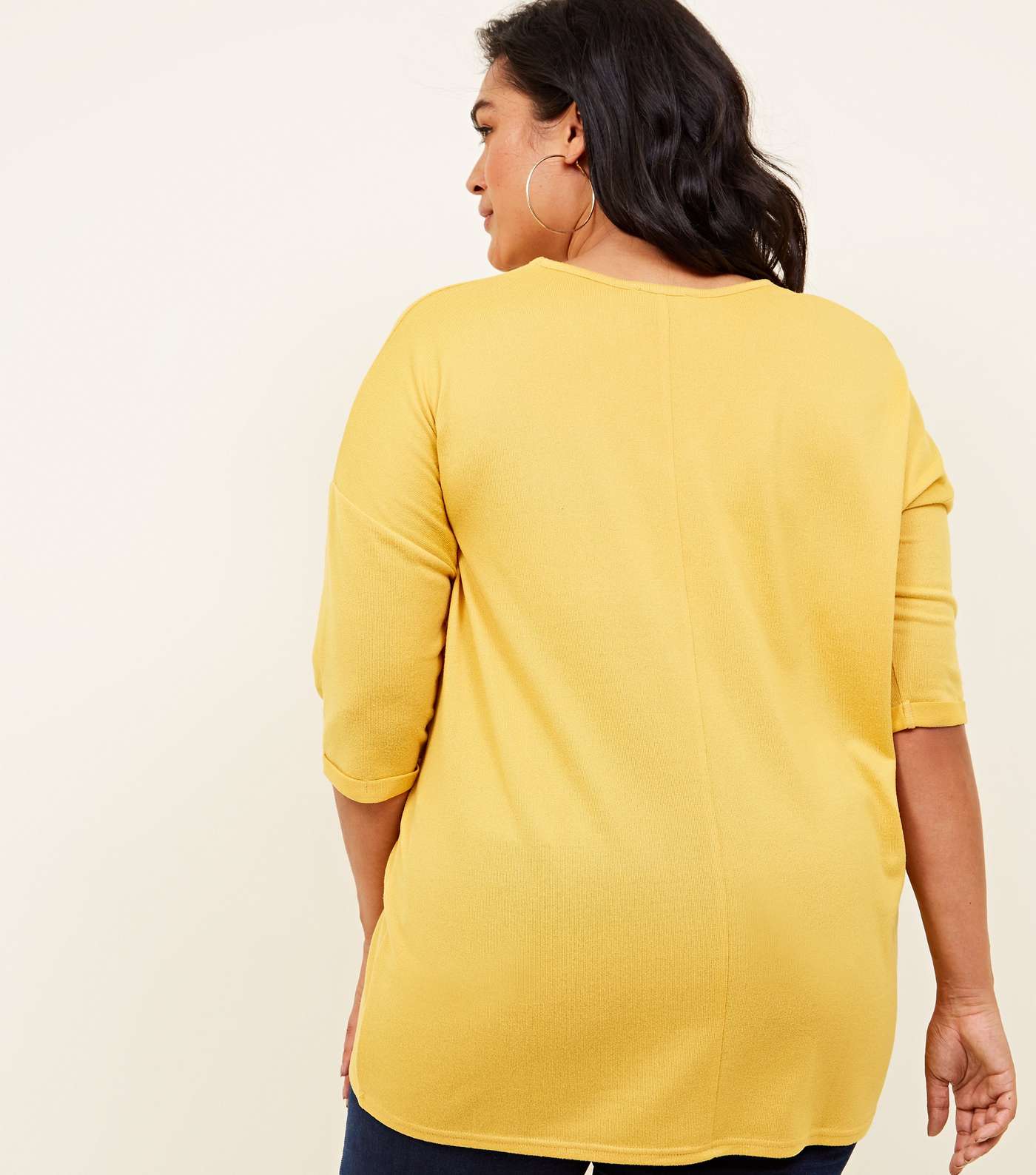 Curves Yellow Fine Knit Jumper  Image 3