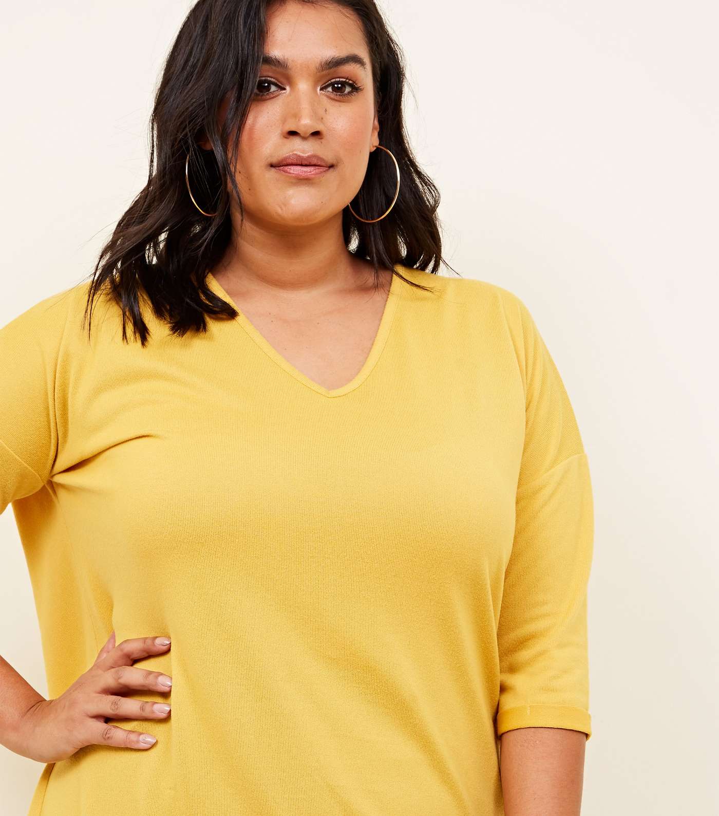 Curves Yellow Fine Knit Jumper  Image 5