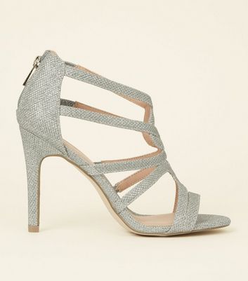 silver strappy shoes new look