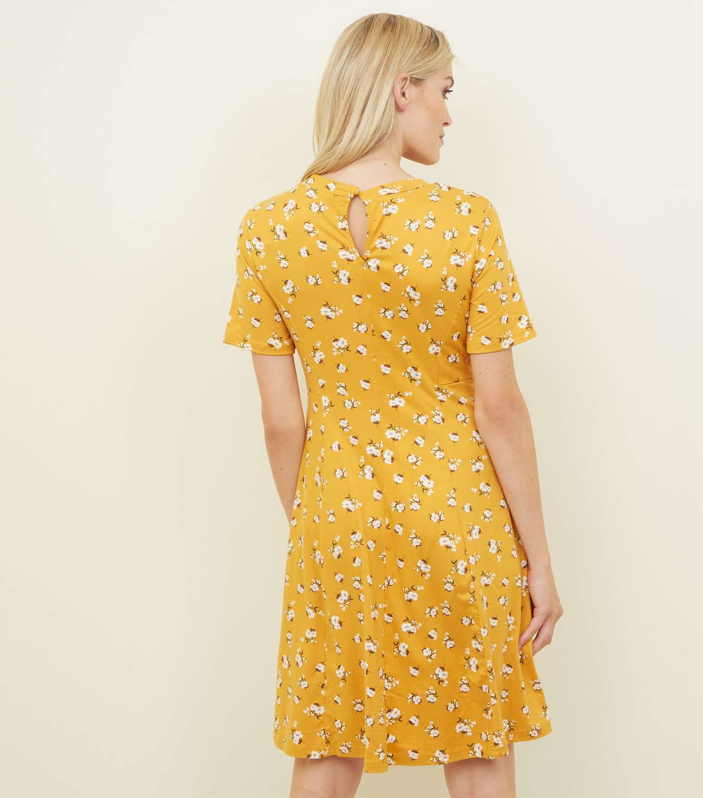 Maternity Yellow Floral Soft Touch Skater Dress Image 3