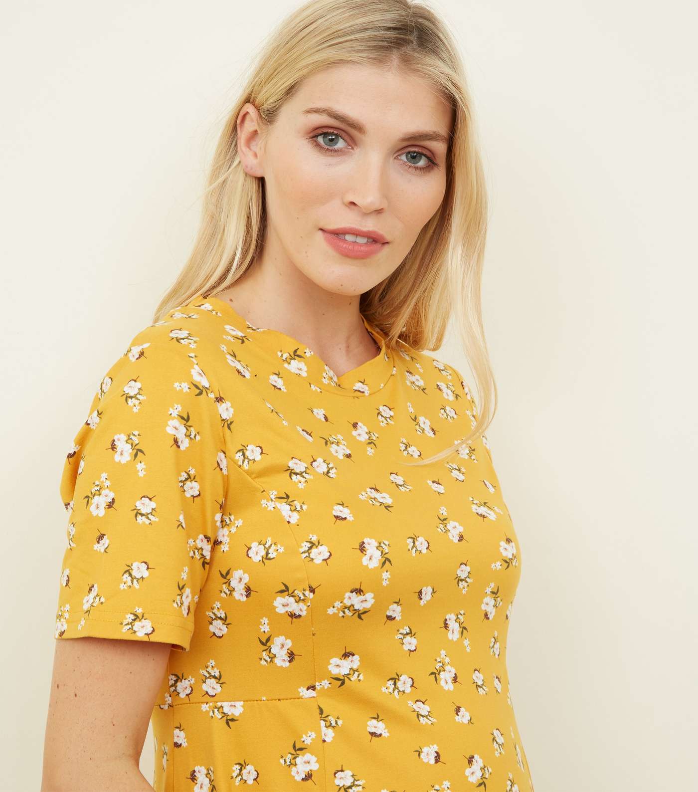 Maternity Yellow Floral Soft Touch Skater Dress Image 5