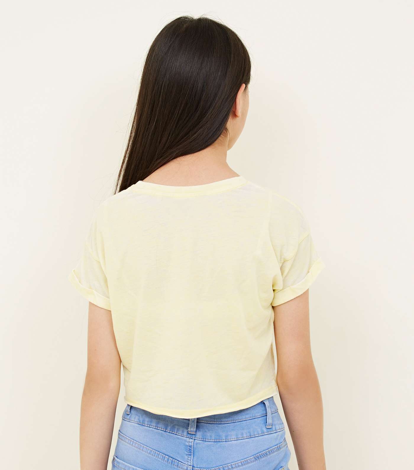 Girls Pale Yellow Cali Slogan T-Shirt Image 3